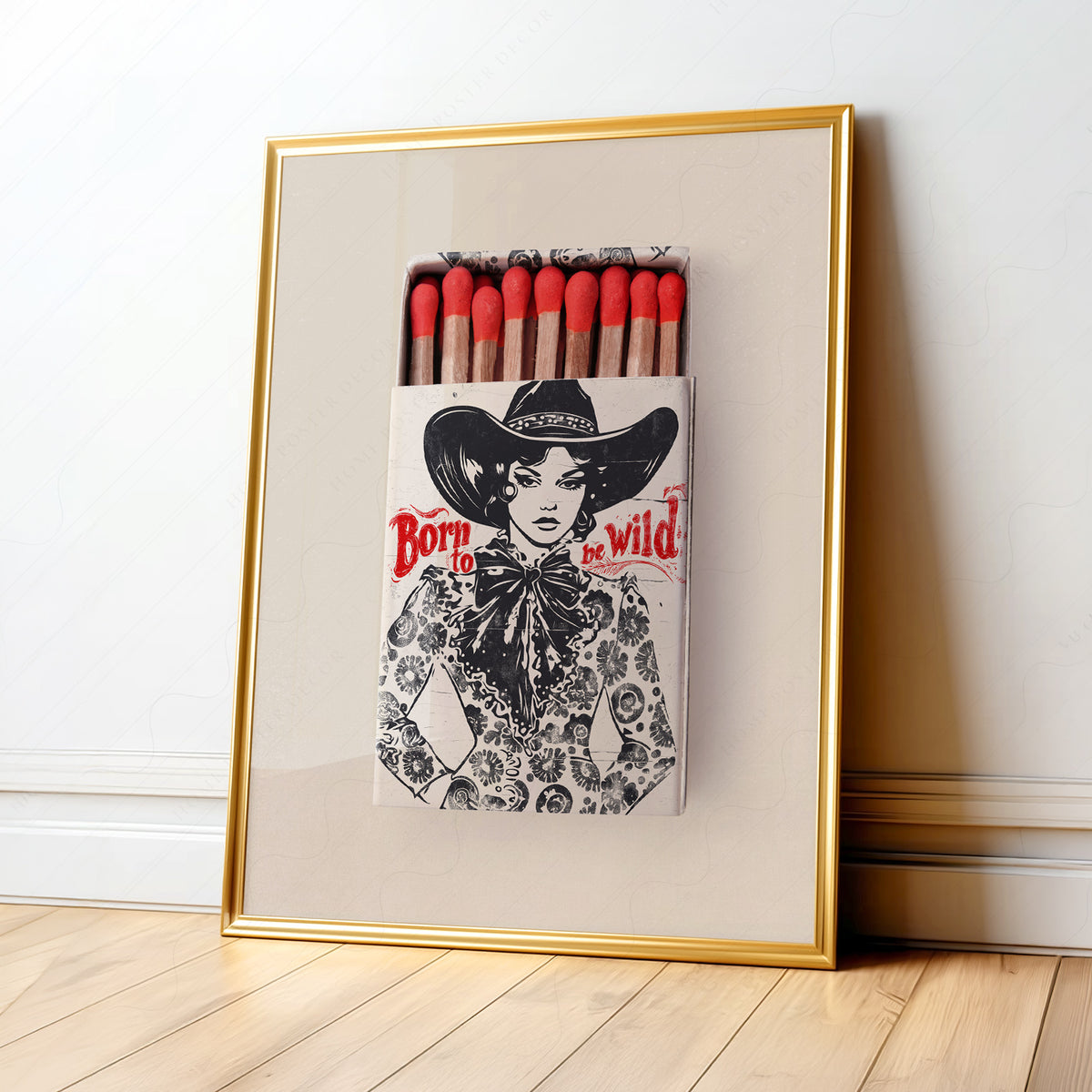 Born to Be Wild Black Cowboy Matchbox Art Print — artwork preview 1