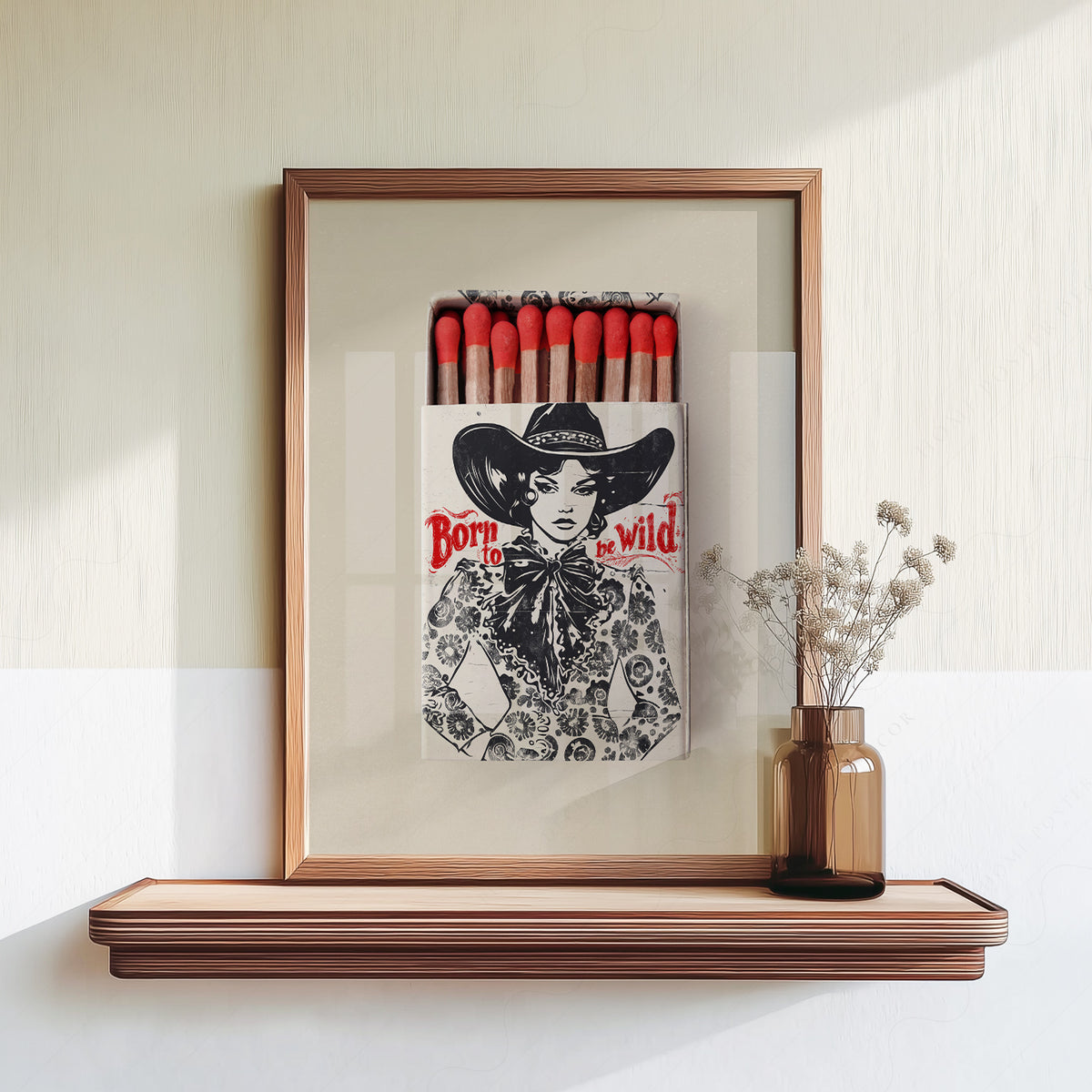 Born to Be Wild Black Cowboy Matchbox Art Print — artwork preview 18