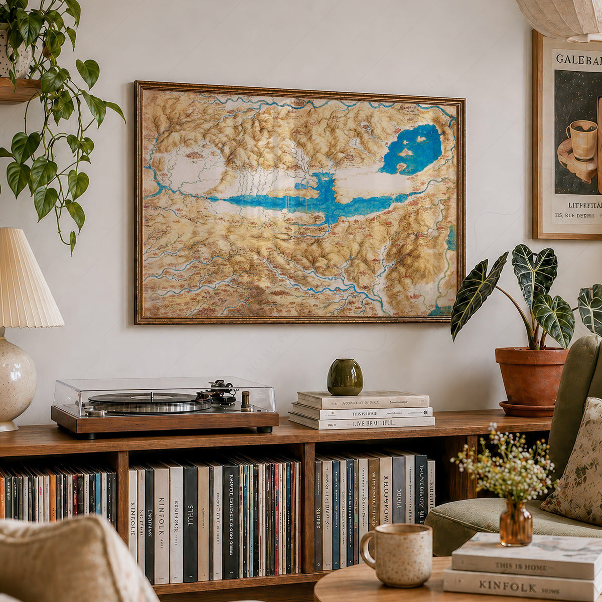 Leonardo da Vinci Map of the Valdichiana Art Print — artwork preview 19
