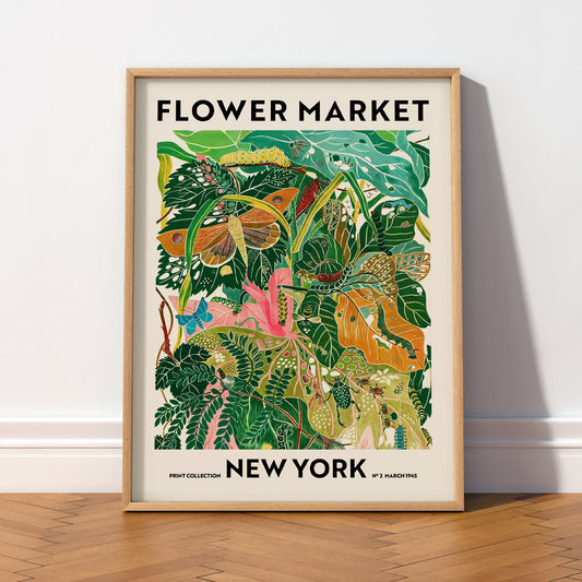 Flower Market New York Print – Botanical Wall Art Poster Decor — artwork preview 2