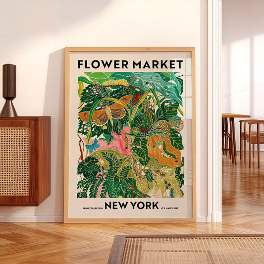 Flower Market New York Print – Botanical Wall Art Poster Decor — artwork preview 5