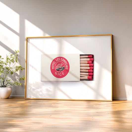 Hotel Les Camelias Nice Matchbox Print – French Riviera Vintage Wall Art — artwork preview 2