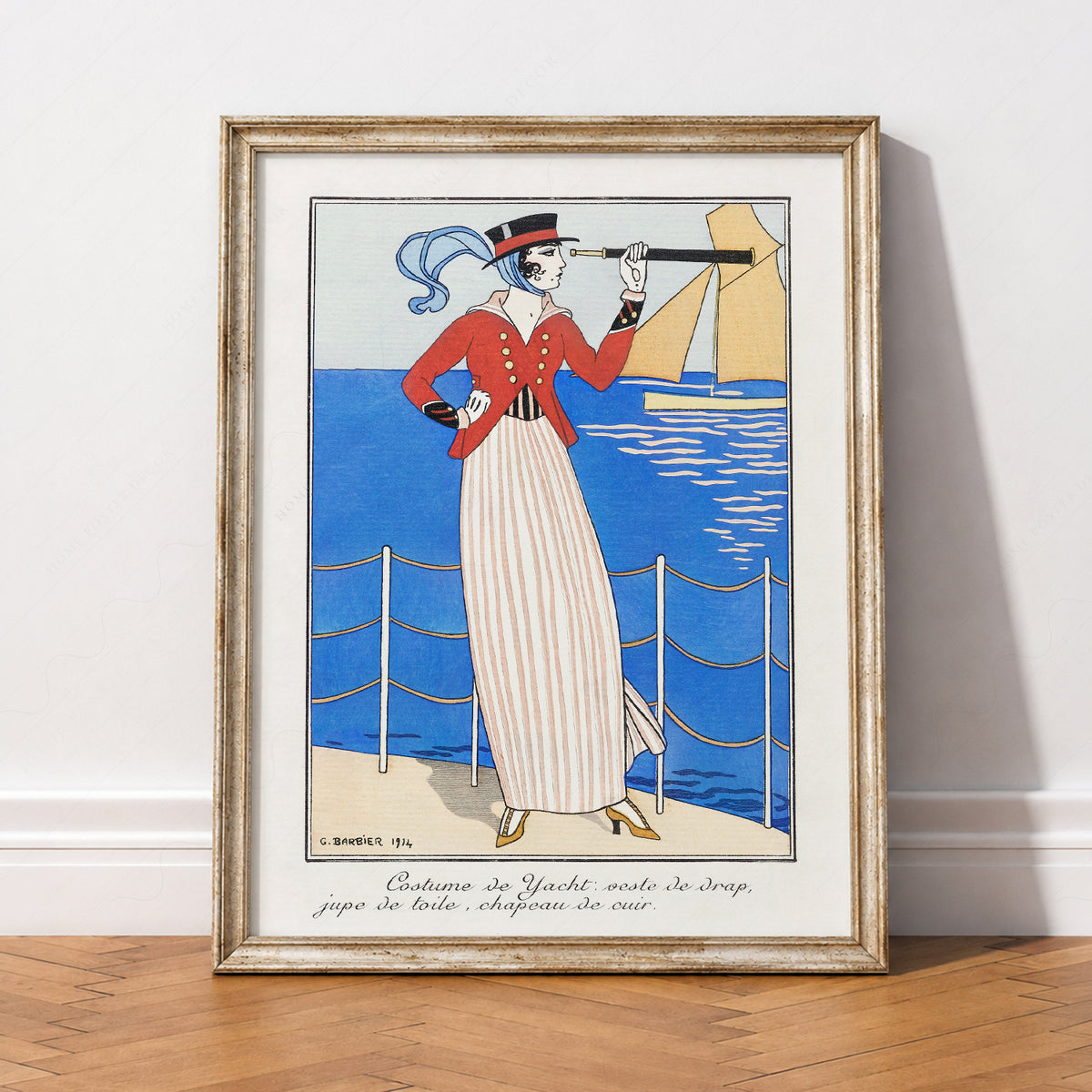 Woman with a Telescope Art Print – Vintage Nautical Fashion Poster – 19-02 — artwork preview 2