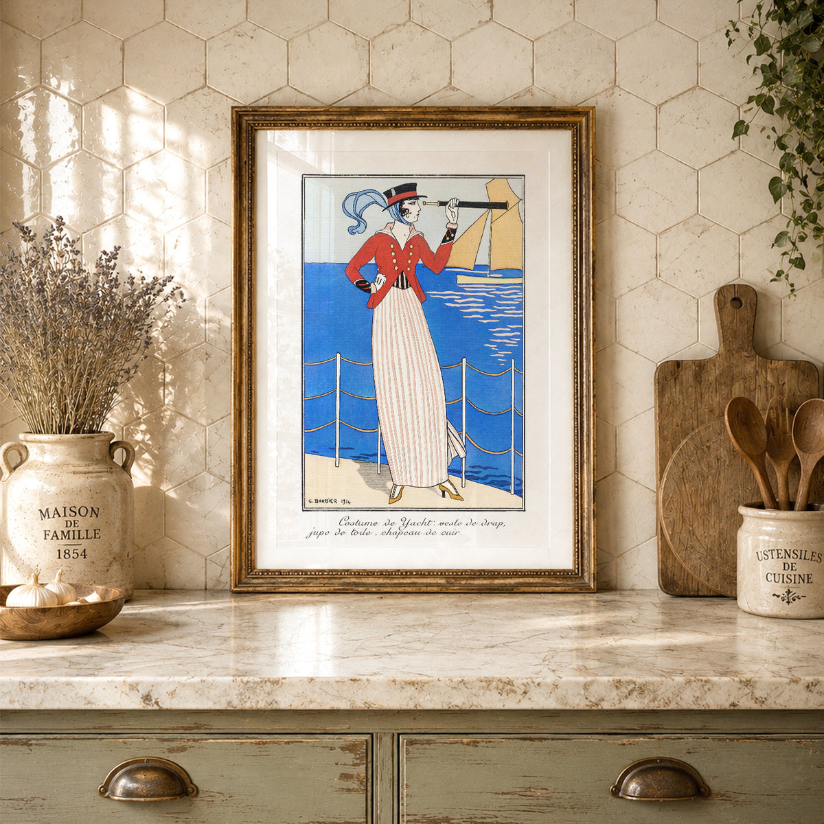 Woman with a Telescope Art Print – Vintage Nautical Fashion Poster – 19-02 — artwork preview 24
