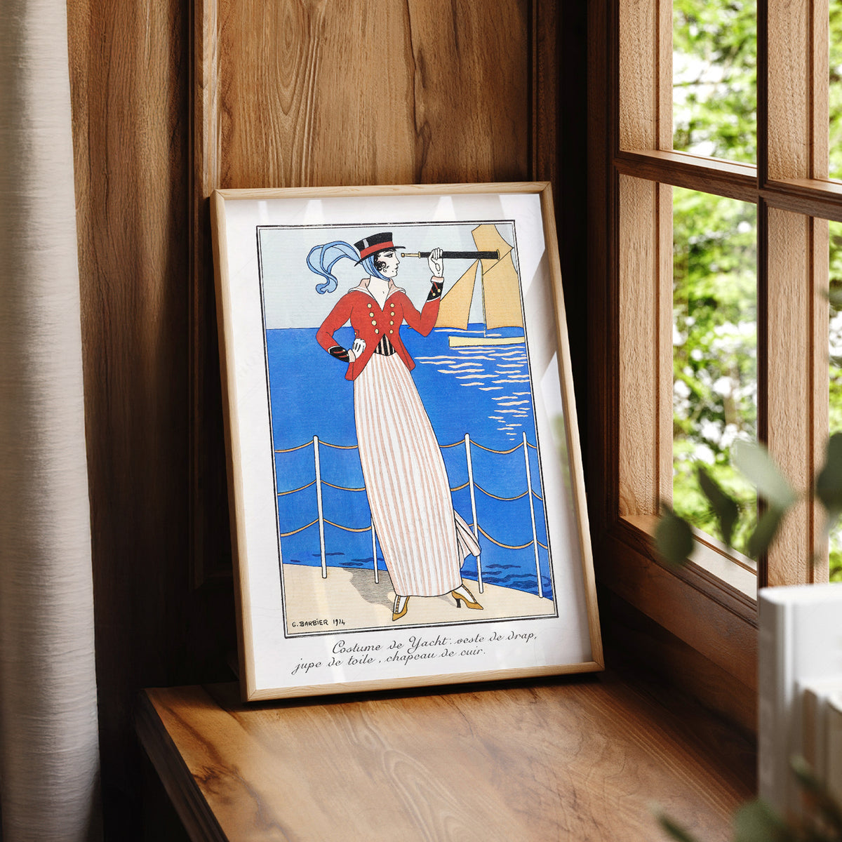 Woman with a Telescope Art Print – Vintage Nautical Fashion Poster – 19-02 — artwork preview 7