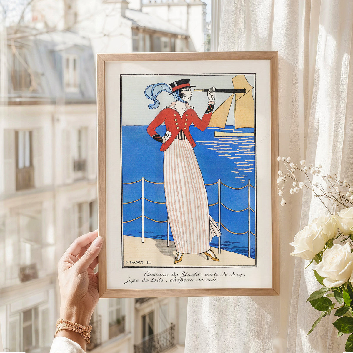 Woman with a Telescope Art Print – Vintage Nautical Fashion Poster – 19-02 — artwork preview 8