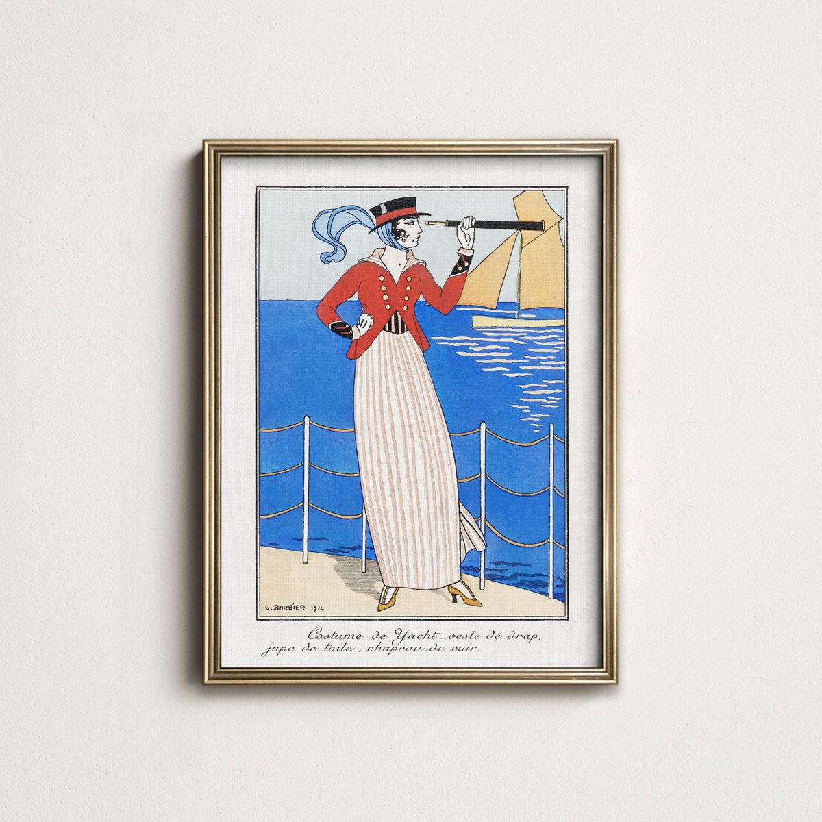 Woman with a Telescope Art Print – Vintage Nautical Fashion Poster – 19-02 — artwork preview 14