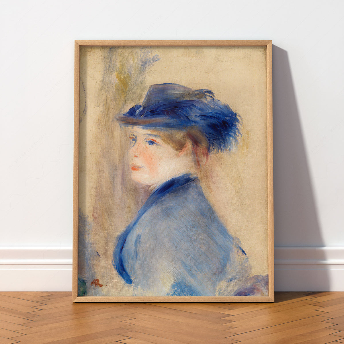 Pierre-Auguste Renoir Woman in a Blue Hat Art Print — artwork preview 2