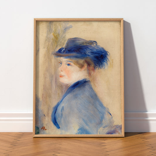 Pierre-Auguste Renoir Woman in a Blue Hat Art Print — artwork preview 2