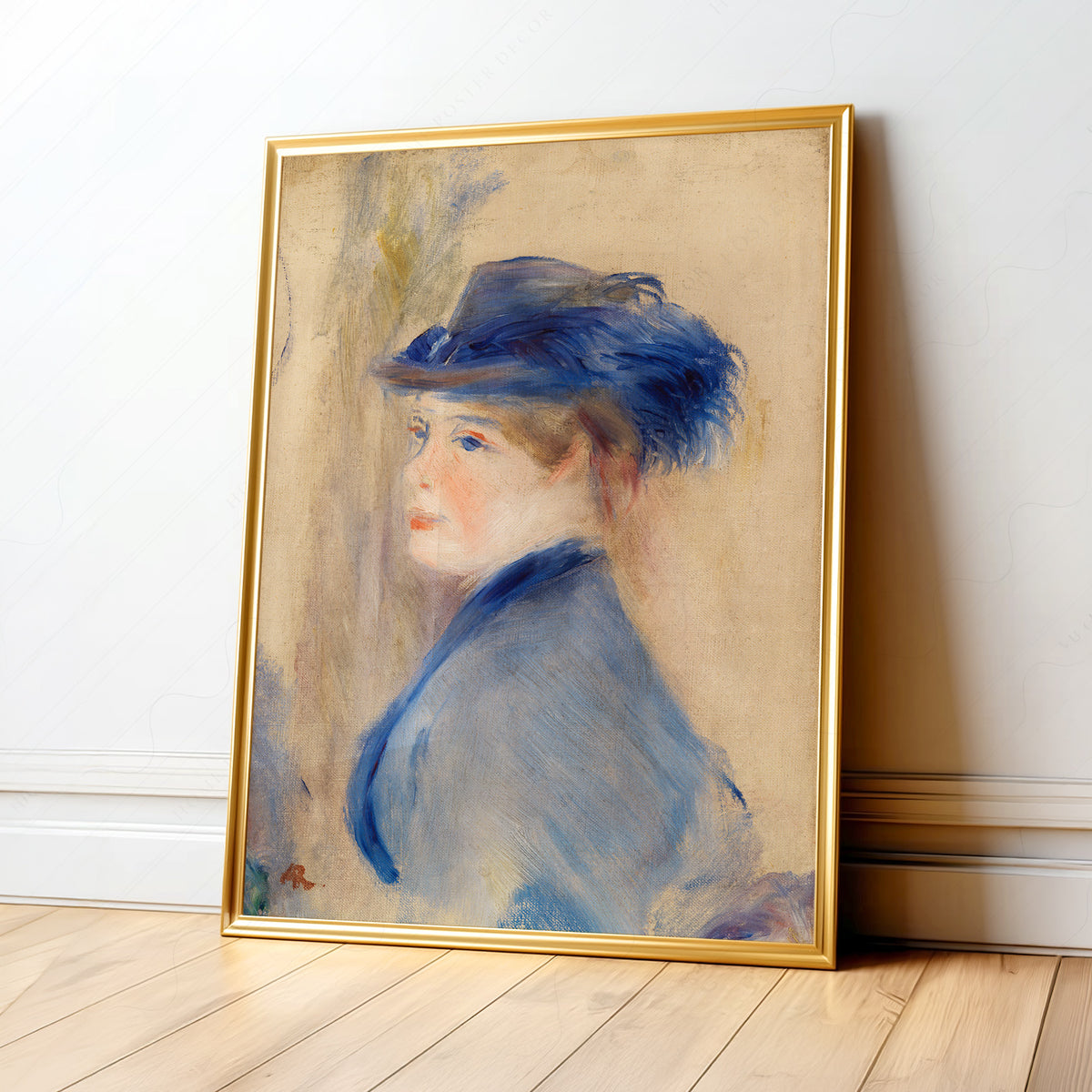 Pierre-Auguste Renoir Woman in a Blue Hat Art Print — artwork preview 1
