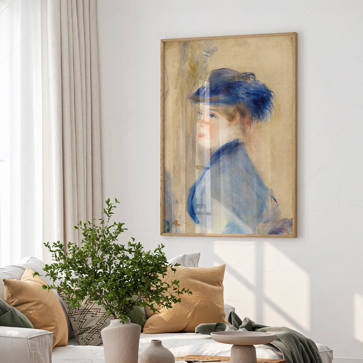 Pierre-Auguste Renoir Woman in a Blue Hat Art Print — artwork preview 6