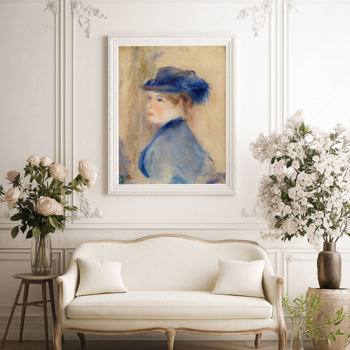 Pierre-Auguste Renoir Woman in a Blue Hat Art Print — artwork preview 17