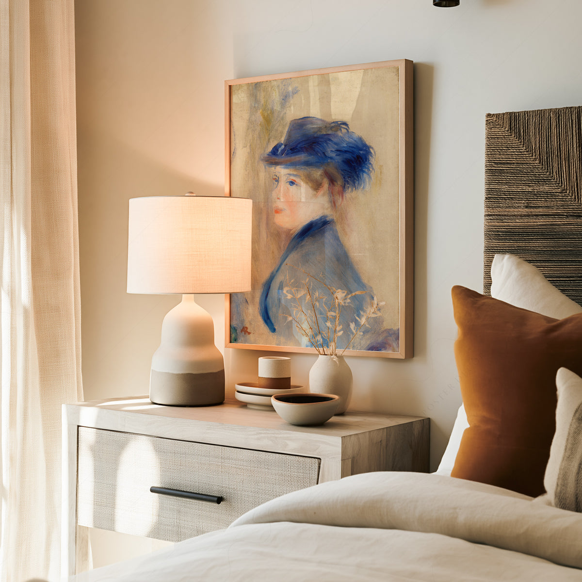 Pierre-Auguste Renoir Woman in a Blue Hat Art Print — artwork preview 19