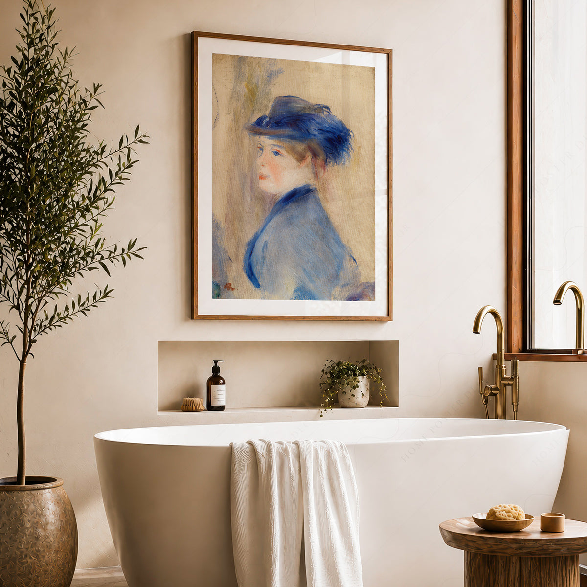 Pierre-Auguste Renoir Woman in a Blue Hat Art Print — artwork preview 22