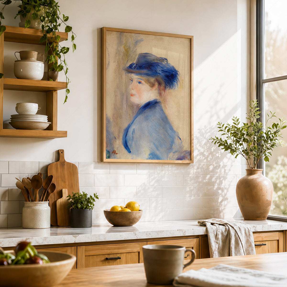 Pierre-Auguste Renoir Woman in a Blue Hat Art Print — artwork preview 23
