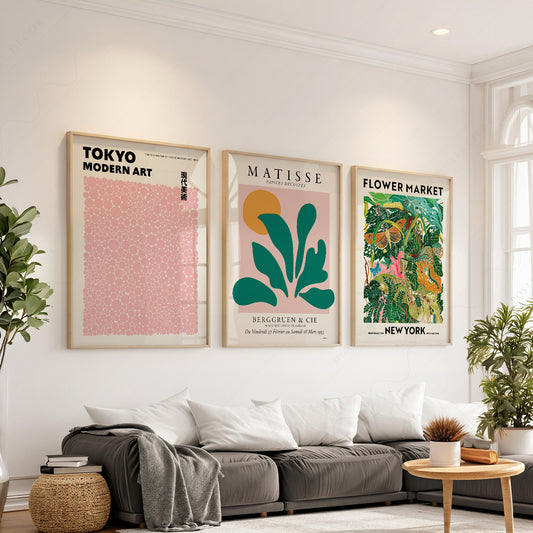 Matisse Kusama Flower Market Set of 3 Prints – Modern Gallery Wall Art — artwork preview 1