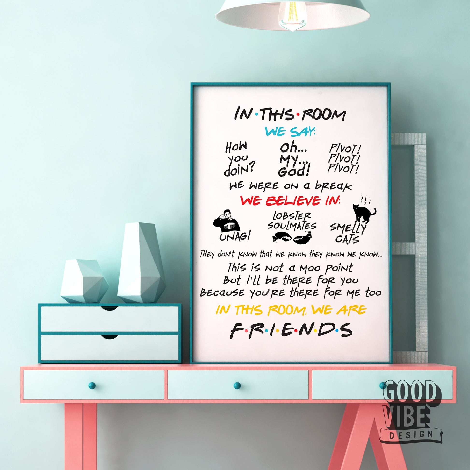 Friends TV Show Poster – In This Room Quotes Print – gallery wall art poster