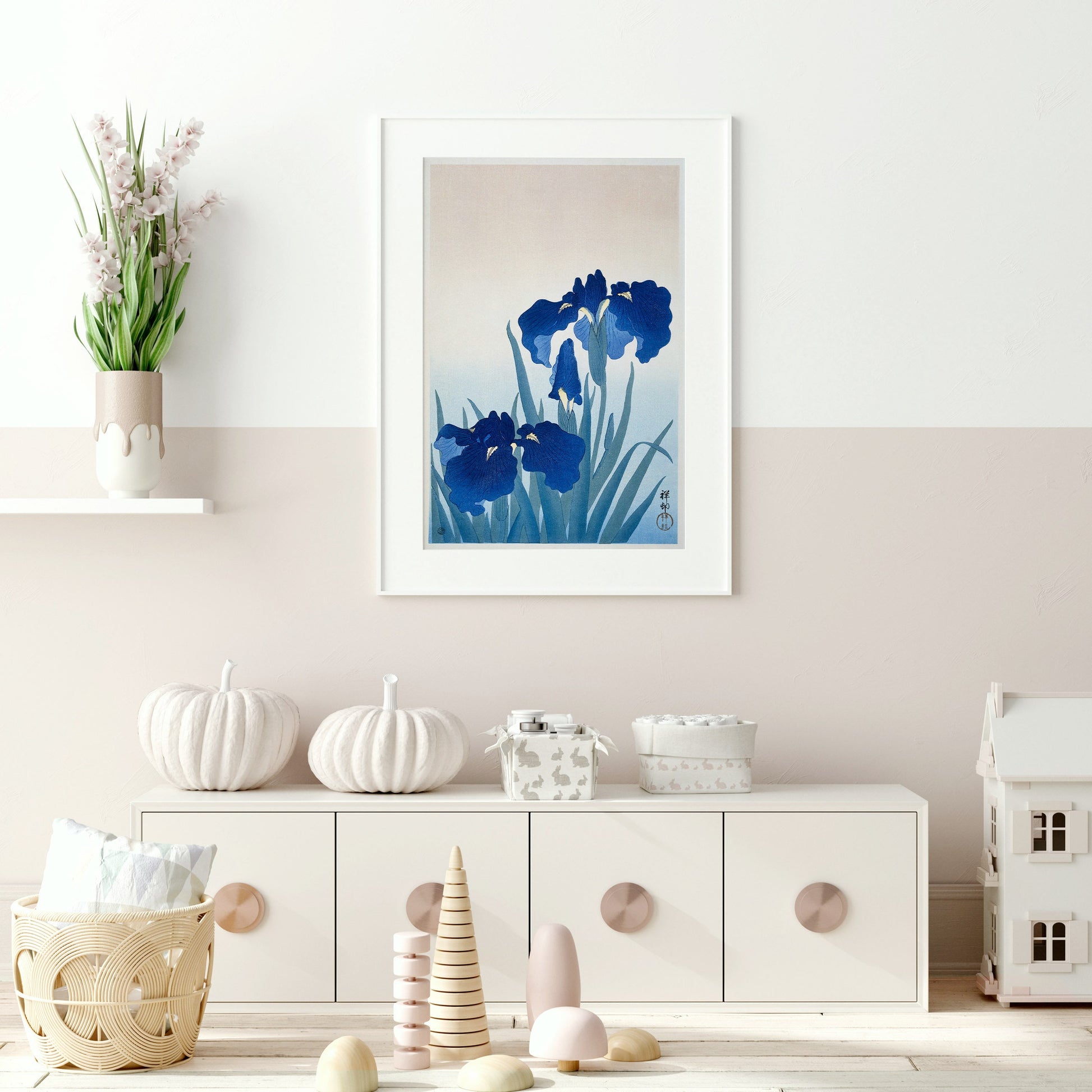 Ohara Koson Blue Iris Woodblock Print – Japanese – art poster for living room