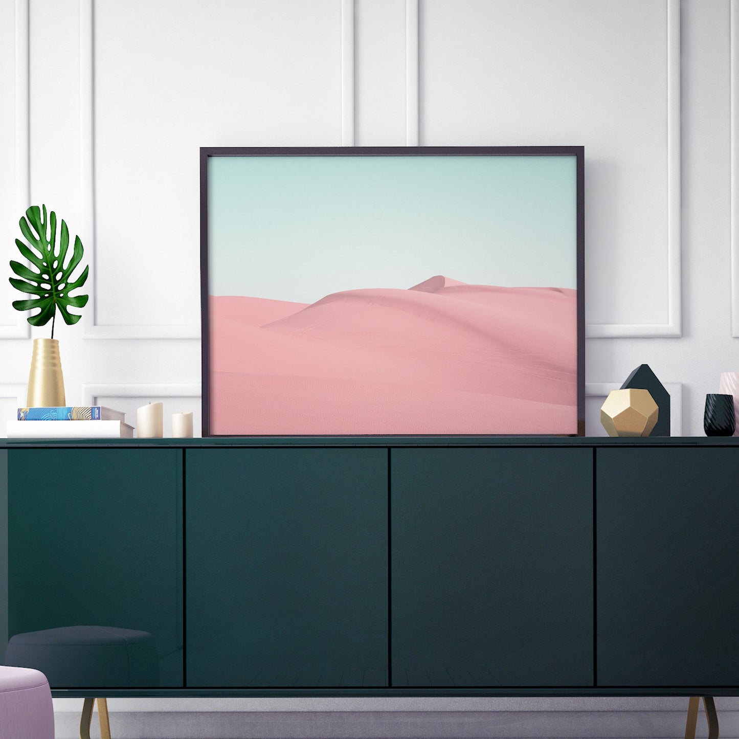 Pink Sand Dunes Print – Minimalist Desert Landscape – gallery wall art poster