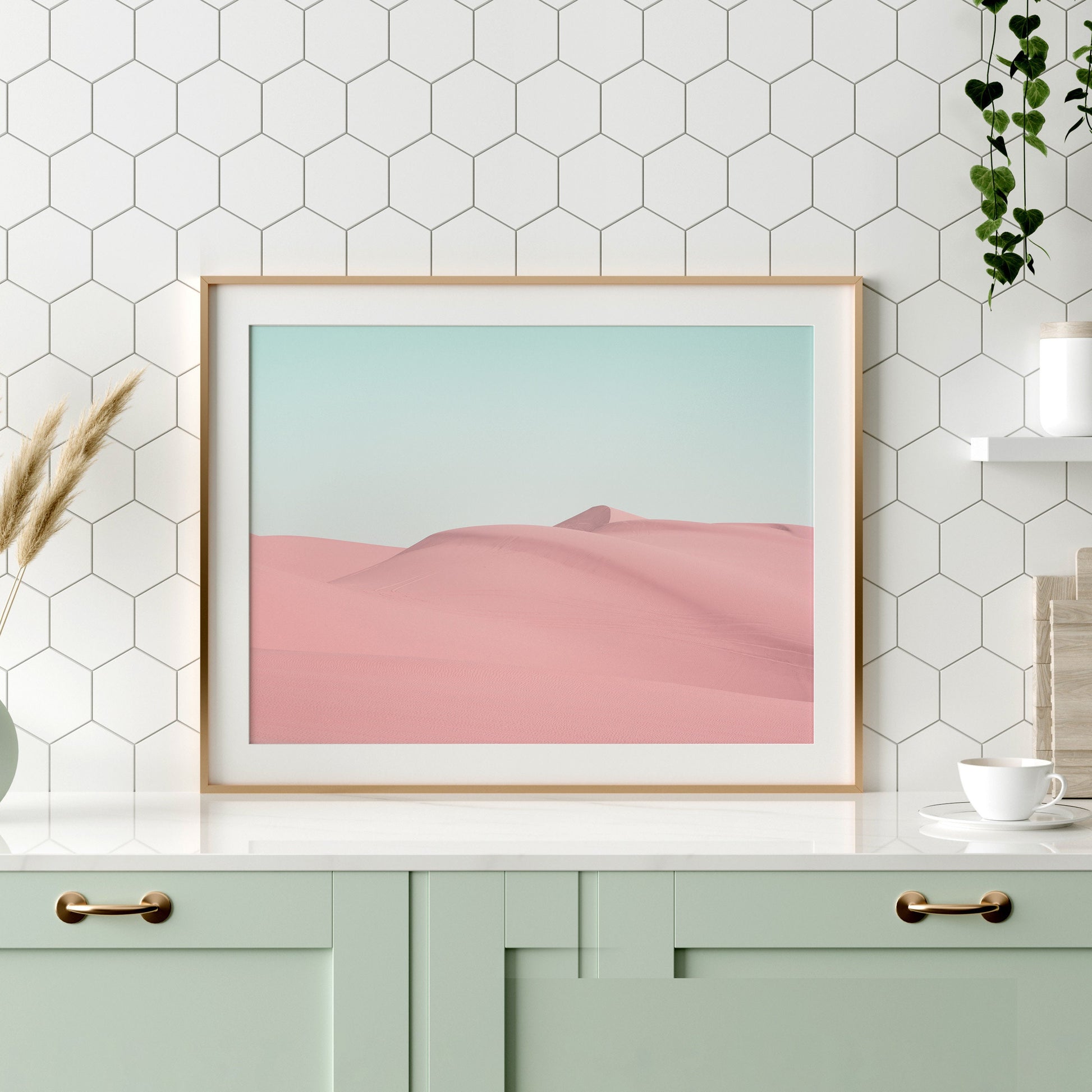 Pink Sand Dunes Print – Minimalist Desert Landscape – archival paper art print