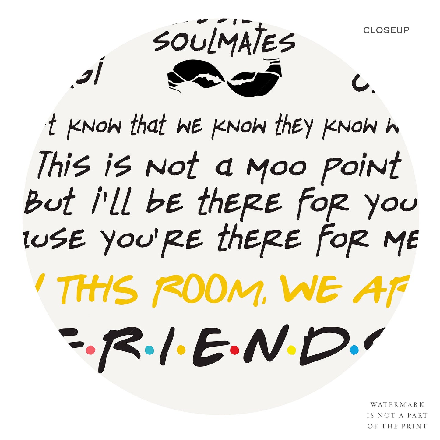 Friends TV Show Poster – In This Room Quotes Print – fine art wall poster