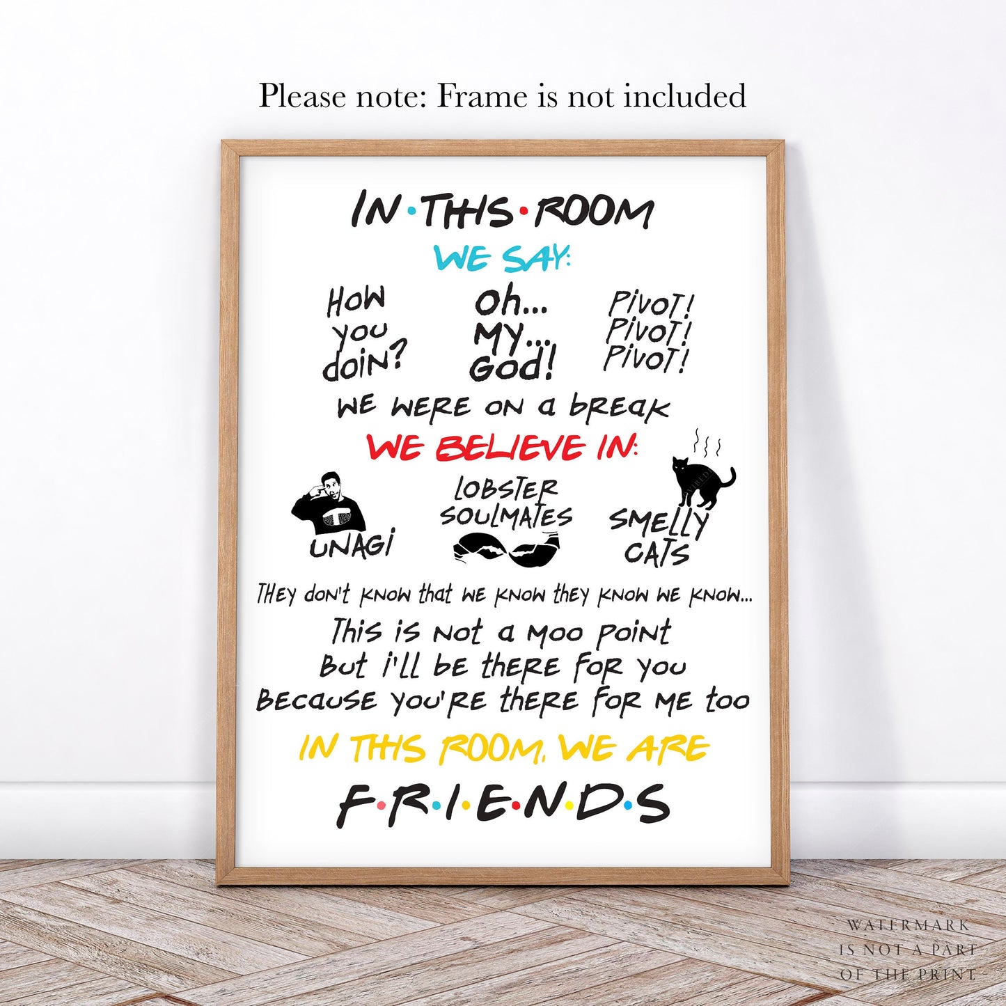 Friends TV Show Poster – In This Room Quotes Print – archival paper art print