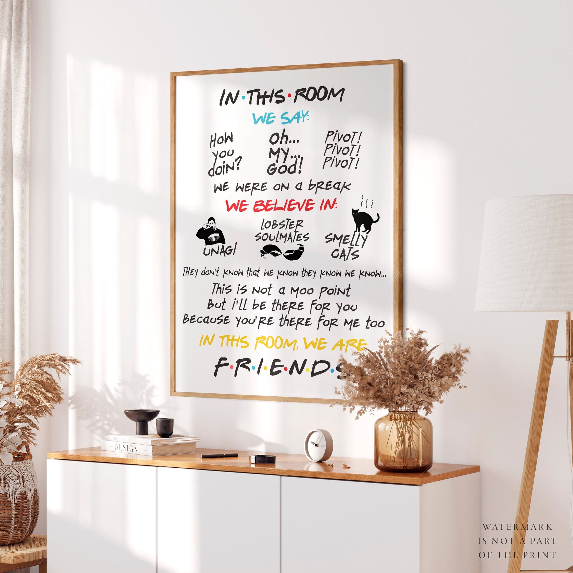 Friends TV Show Poster – In This Room Quotes Print – art poster for living room