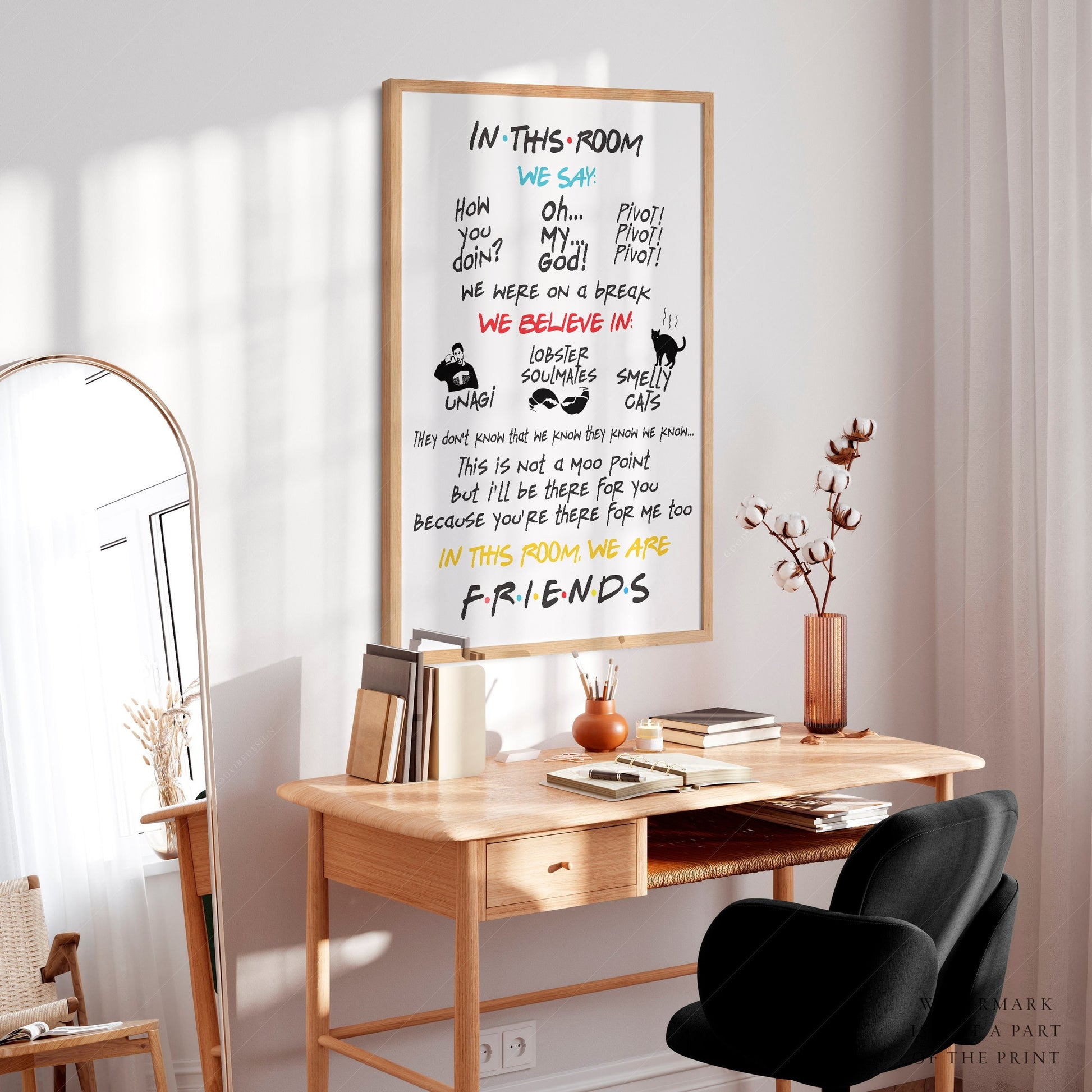 Friends TV Show Poster – In This Room Quotes Print – museum quality art print