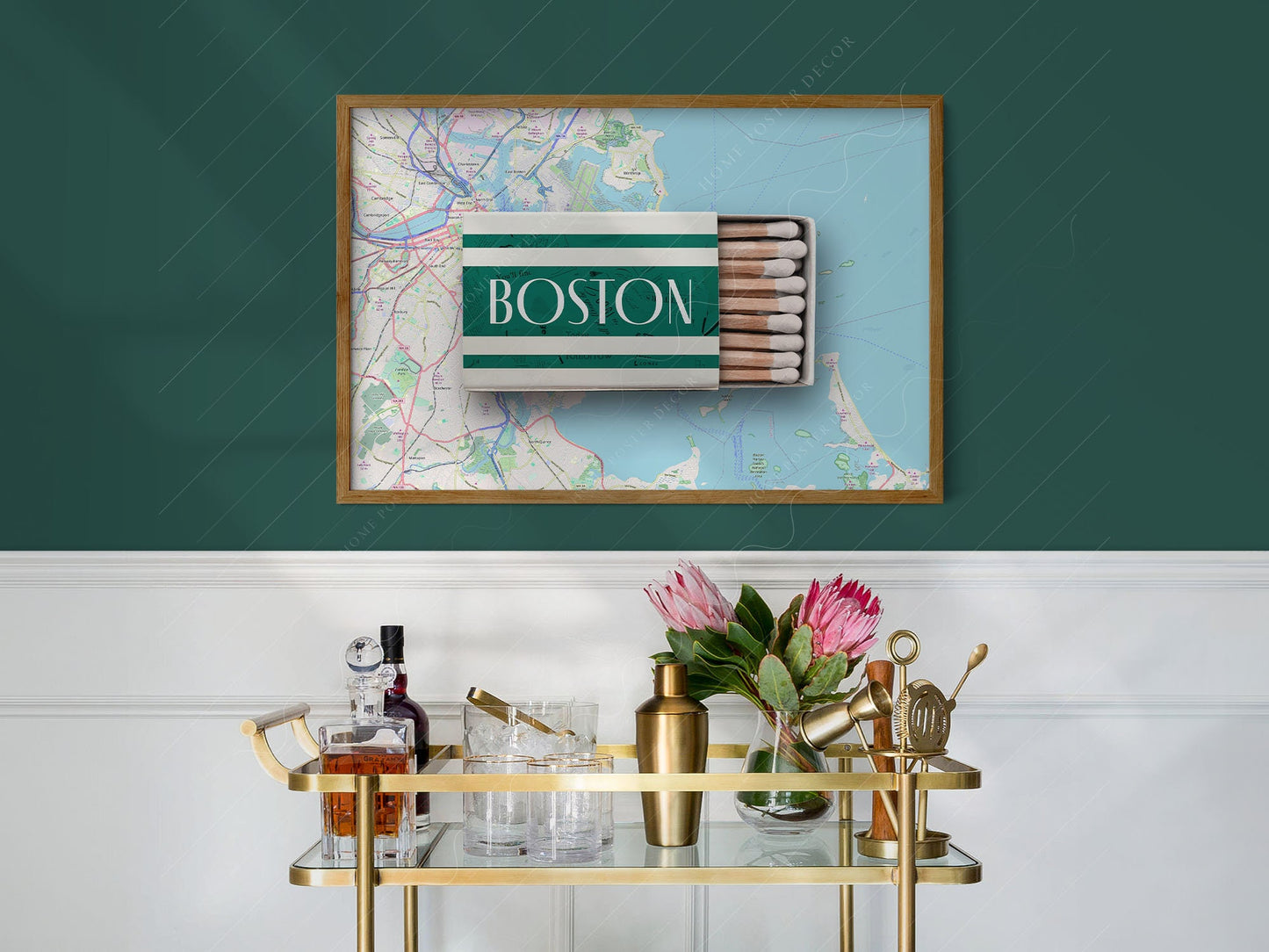 Boston Matchbox Print – Vintage City Map Travel Poster – classic matchbox series art print