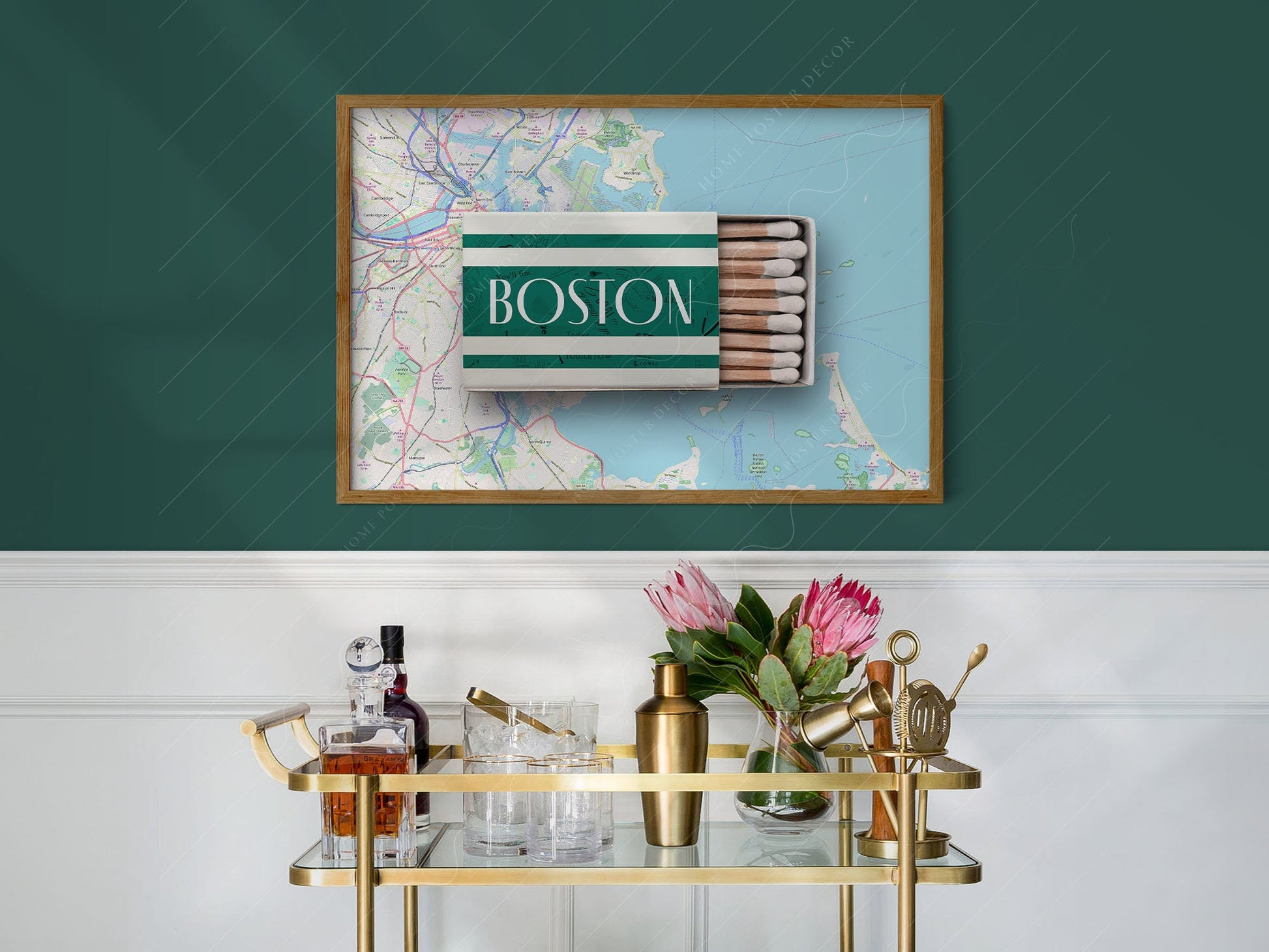 Boston Matchbox Print – Vintage City Map Travel Poster – classic matchbox series art print