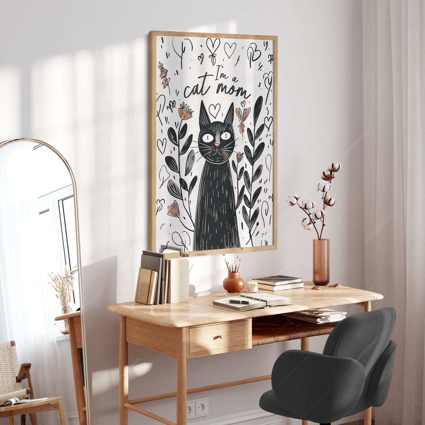 I'm a Cat Mom Print – Funny Black Cat Poster Wall Art – fine art wall poster