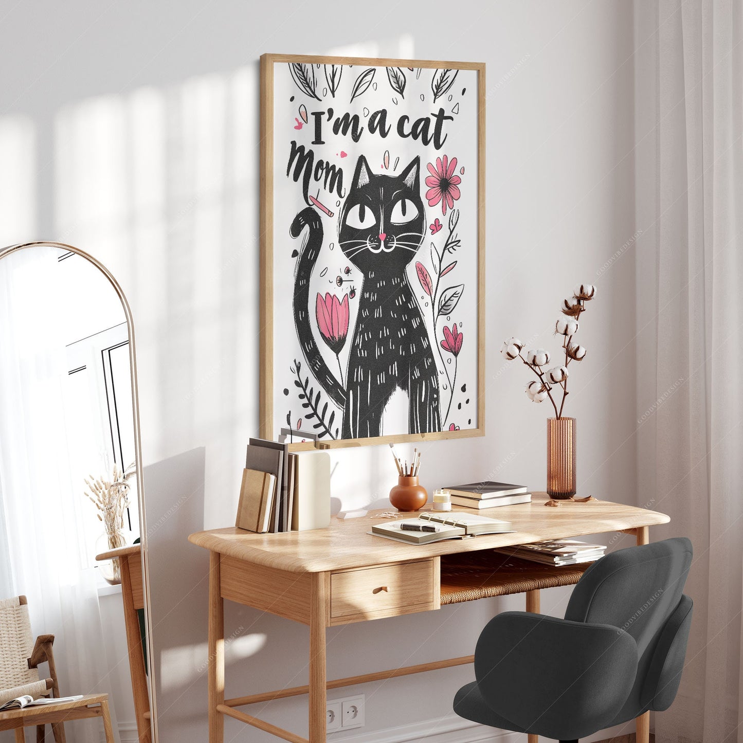 I'm a Cat Mom Art Print – Black Cat Illustration – archival paper art print