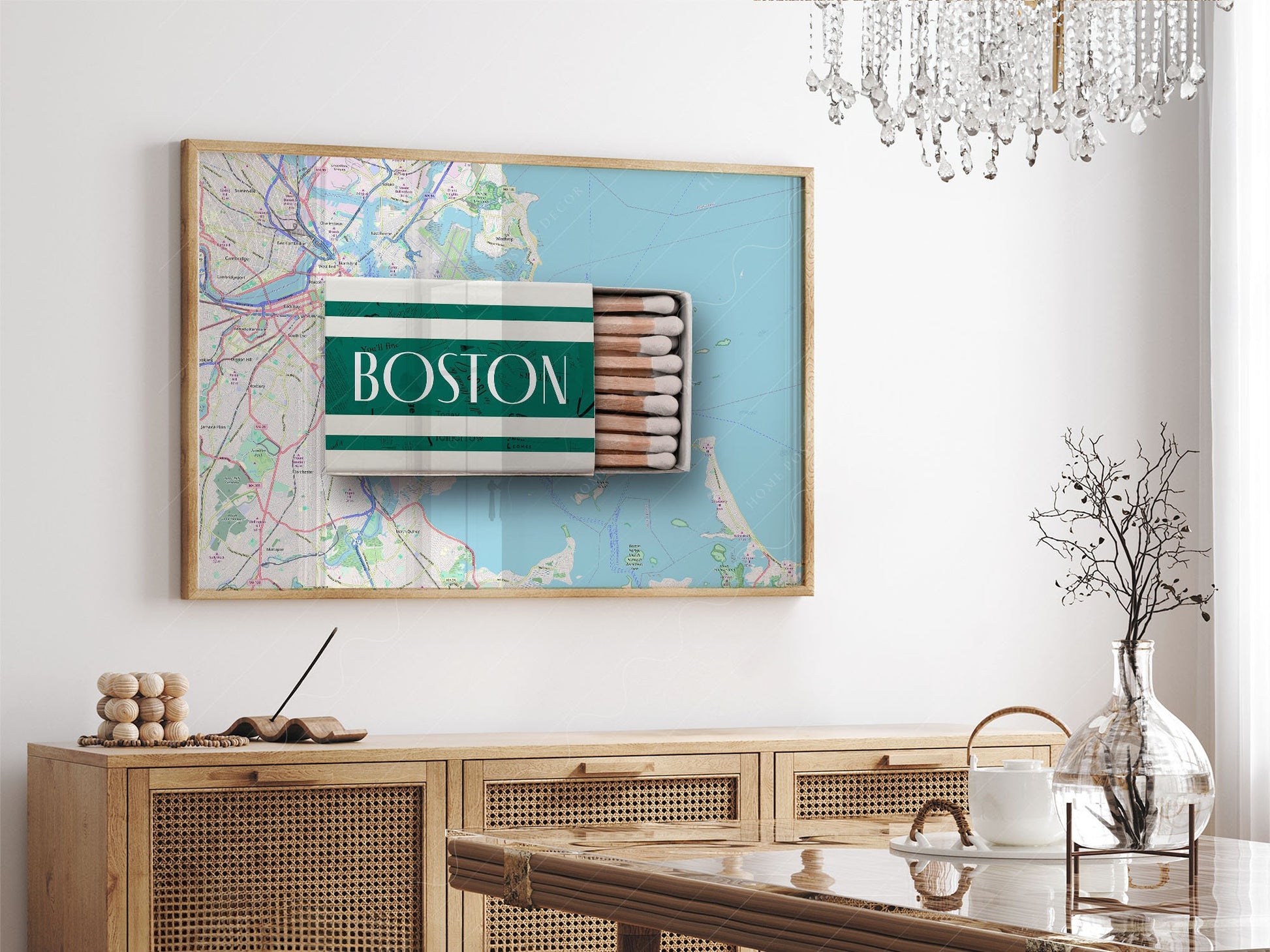Boston Matchbox Print – Vintage City Map Travel Poster – vintage matchbook design detail
