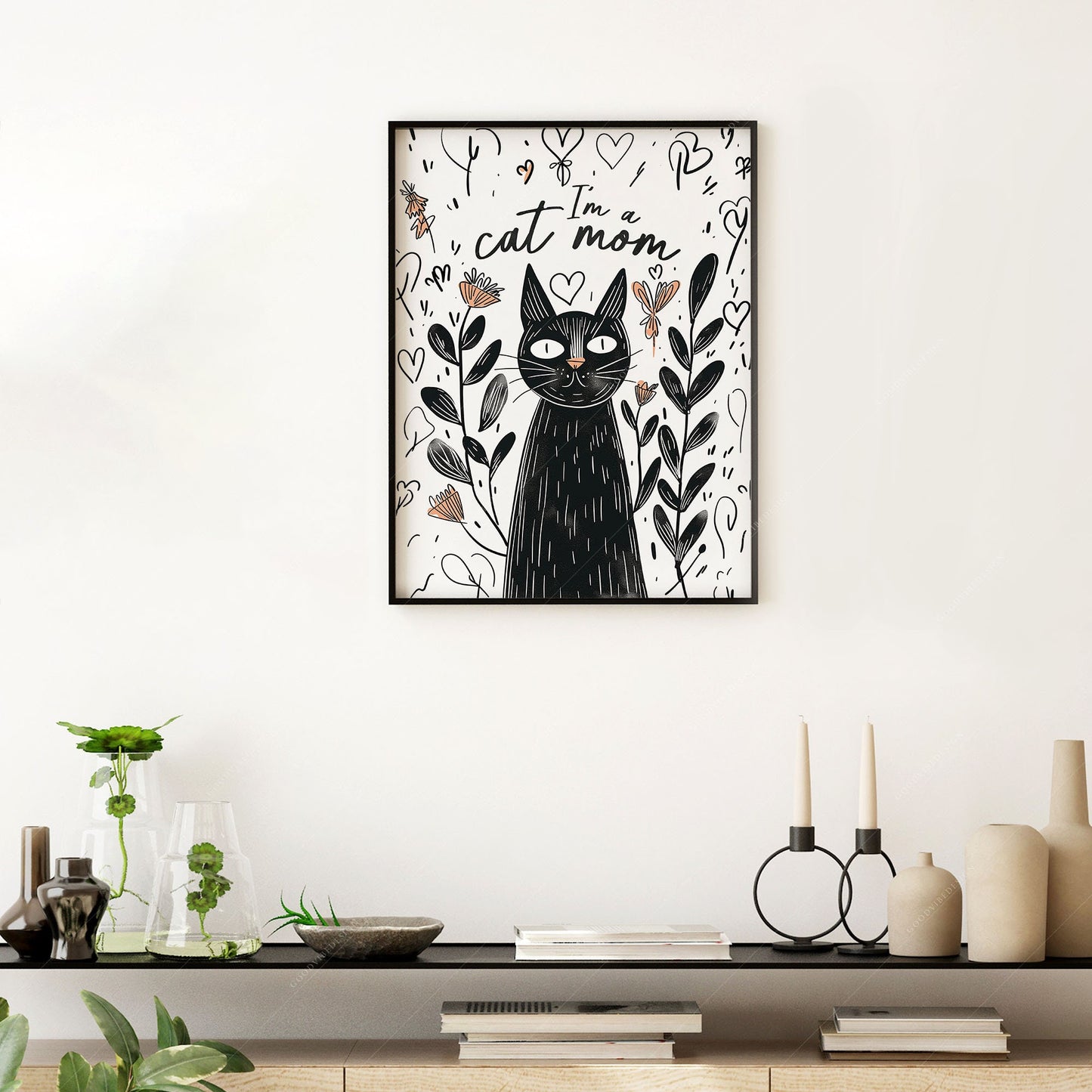 I'm a Cat Mom Print – Funny Black Cat Poster Wall Art – fine art print wall decor