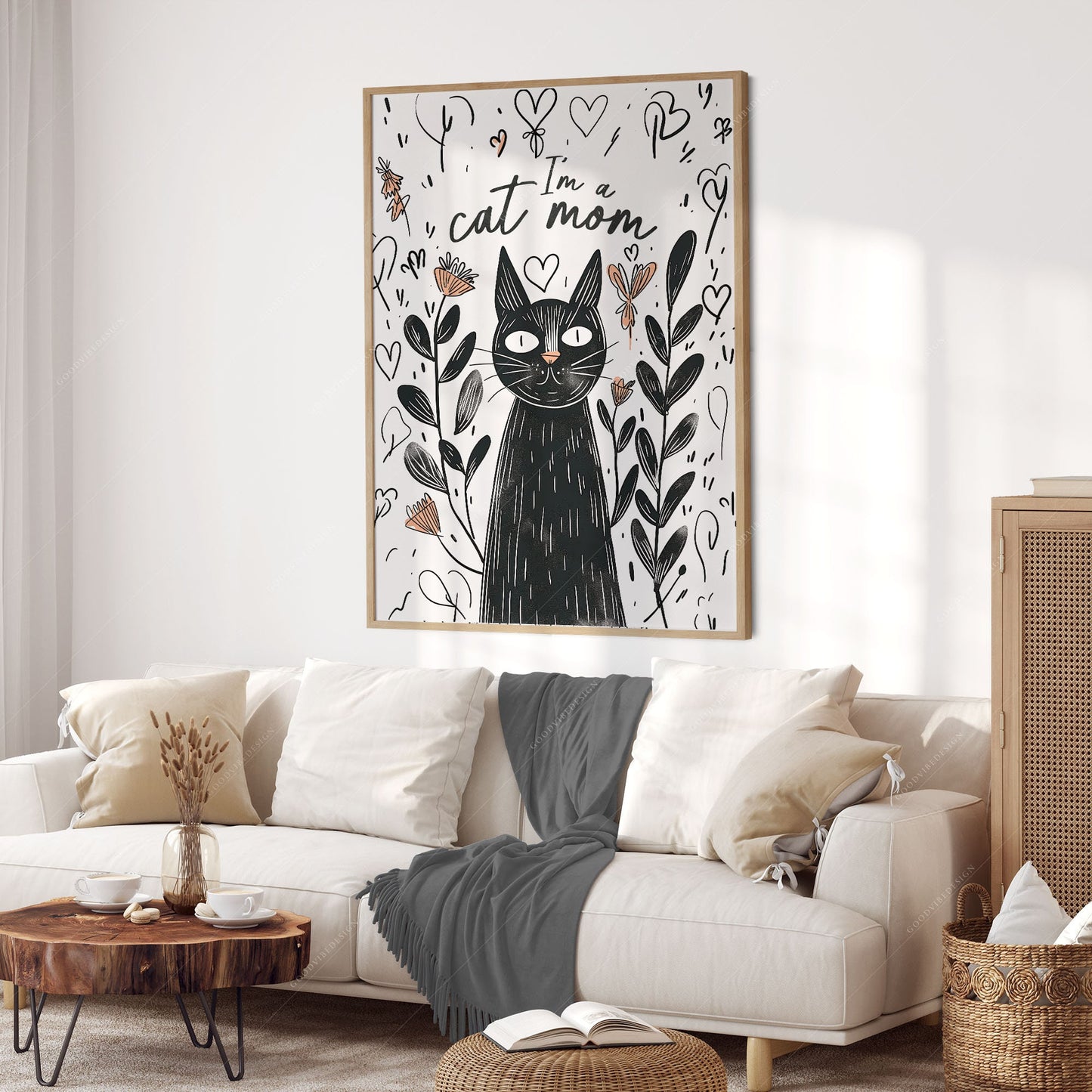 I'm a Cat Mom Print – Funny Black Cat Poster Wall Art – archival paper art print