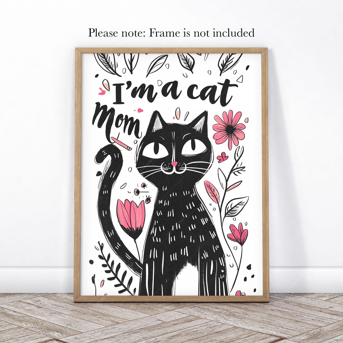I'm a Cat Mom Art Print – Black Cat Illustration – fine art wall poster