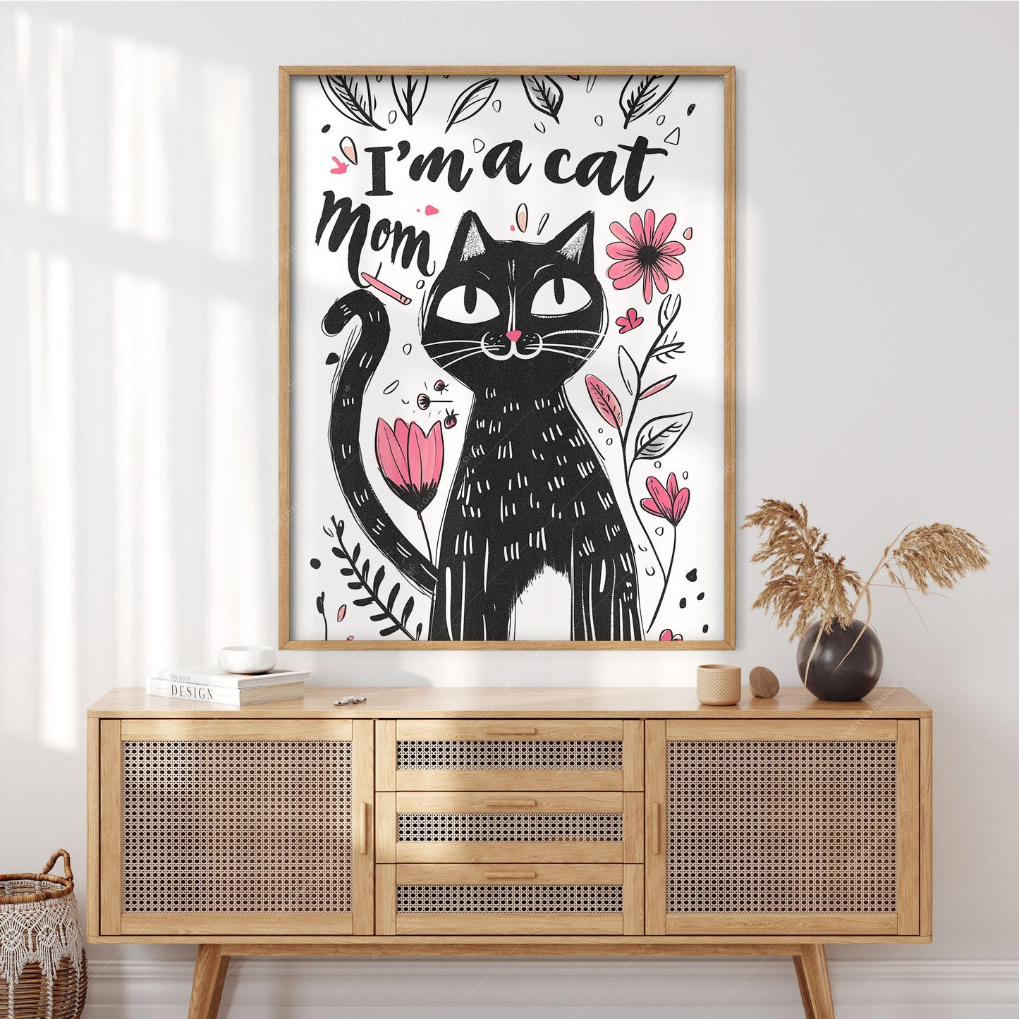 I'm a Cat Mom Art Print – Black Cat Illustration – gallery wall art poster