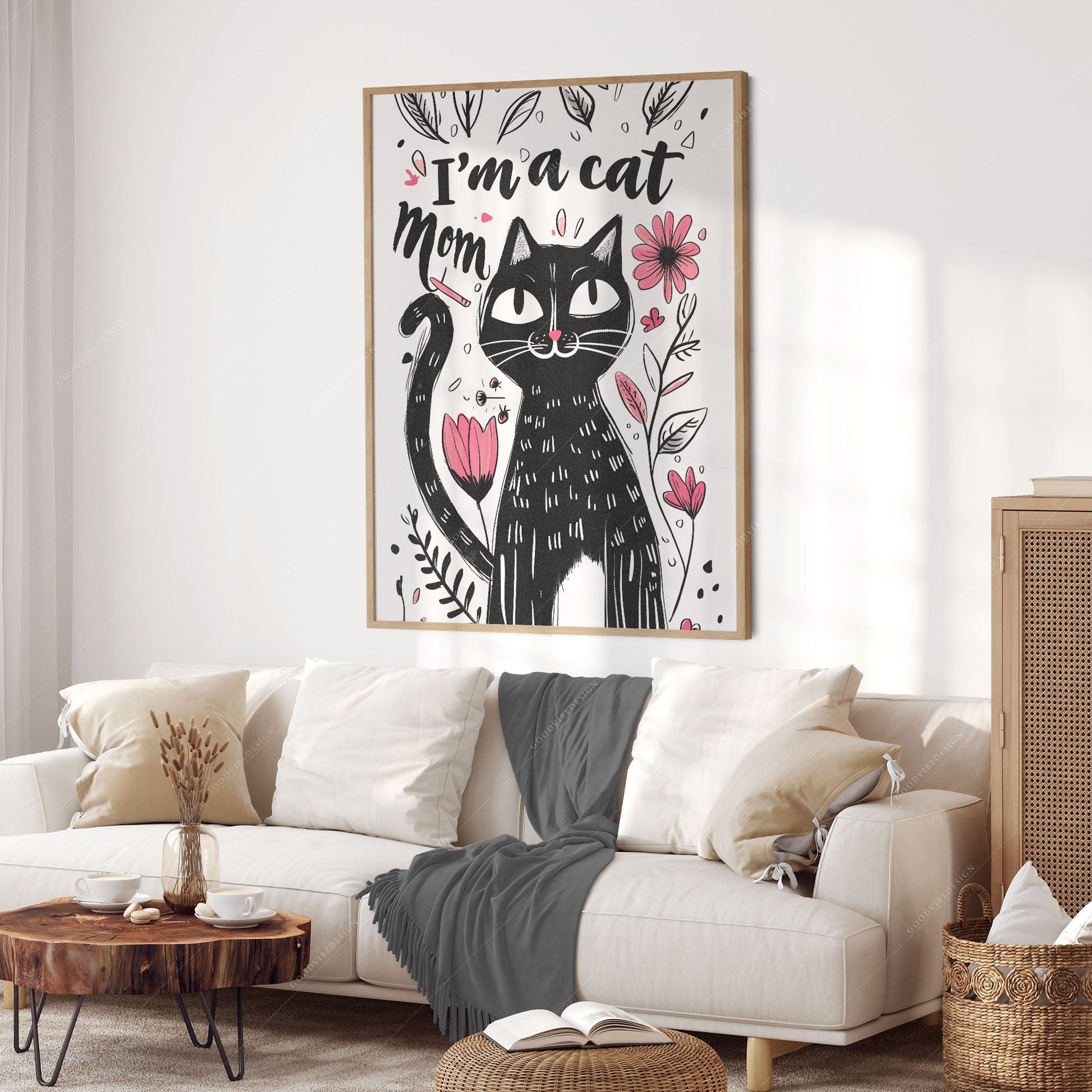 I'm a Cat Mom Art Print – Black Cat Illustration – art poster for living room