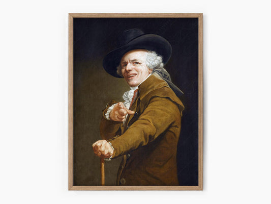 Joseph Ducreux self-portrait with mocking face pointing gesture, humorous 18th-century art print