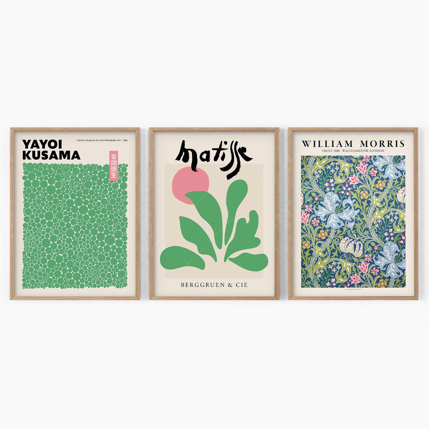 Matisse Kusama William Morris Set of 3 Prints – Modern – museum quality art print