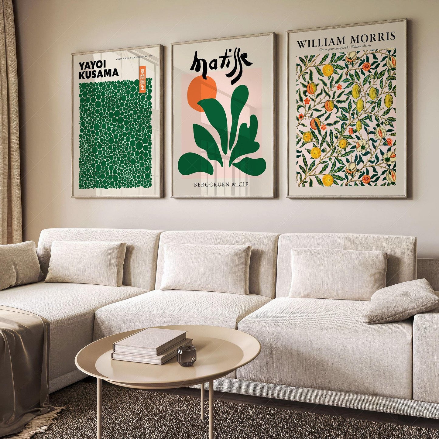 William Morris Matisse Kusama Gallery Wall Set – Green – museum quality art print