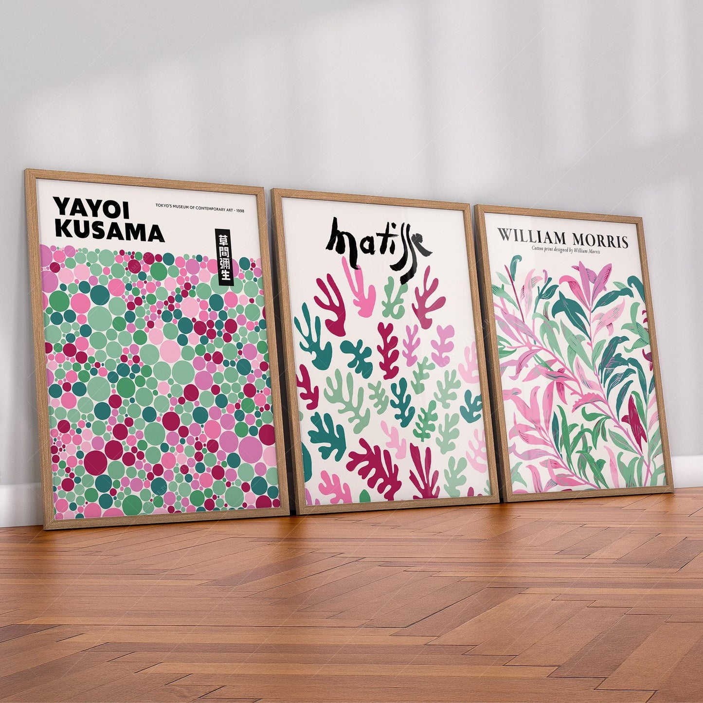 Matisse Kusama Morris Set of 3 Prints – Pink Green – classic art print reproduction