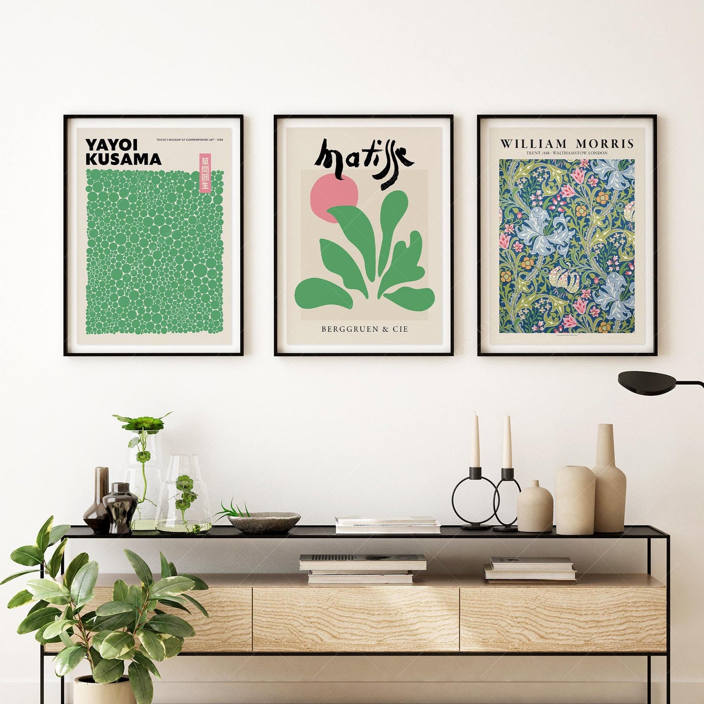 Matisse Kusama William Morris Set of 3 Prints – Modern – gallery wall art poster