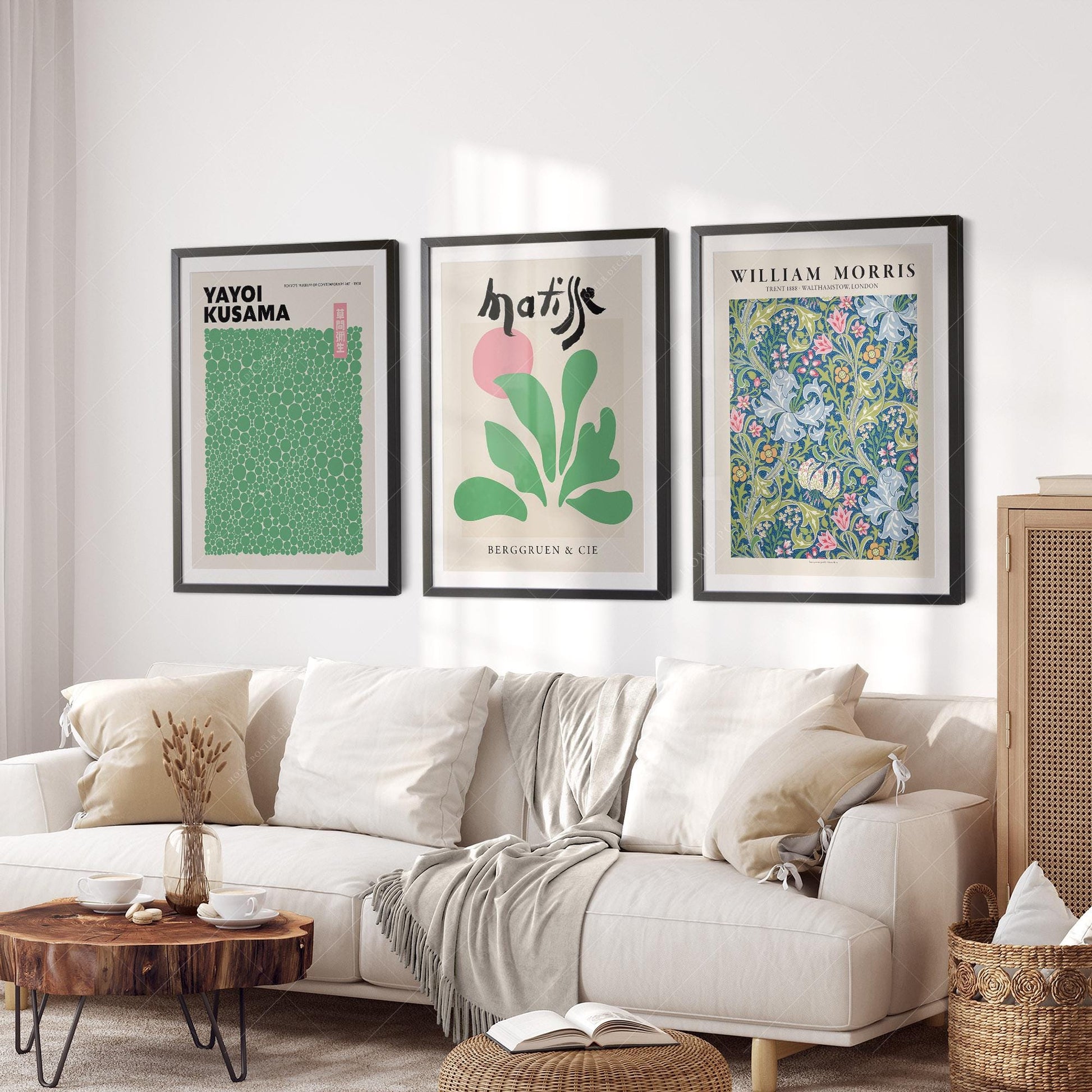 Matisse Kusama William Morris Set of 3 Prints – Modern – archival paper art print