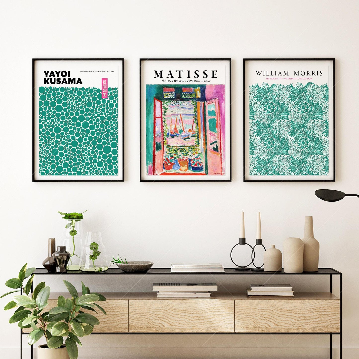 Modern Gallery Wall Set of 3 – Matisse Kusama Morris – gallery wall art poster