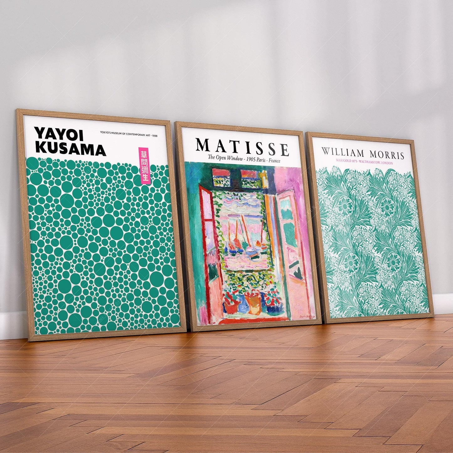 Modern Gallery Wall Set of 3 – Matisse Kusama Morris – fine art print wall decor