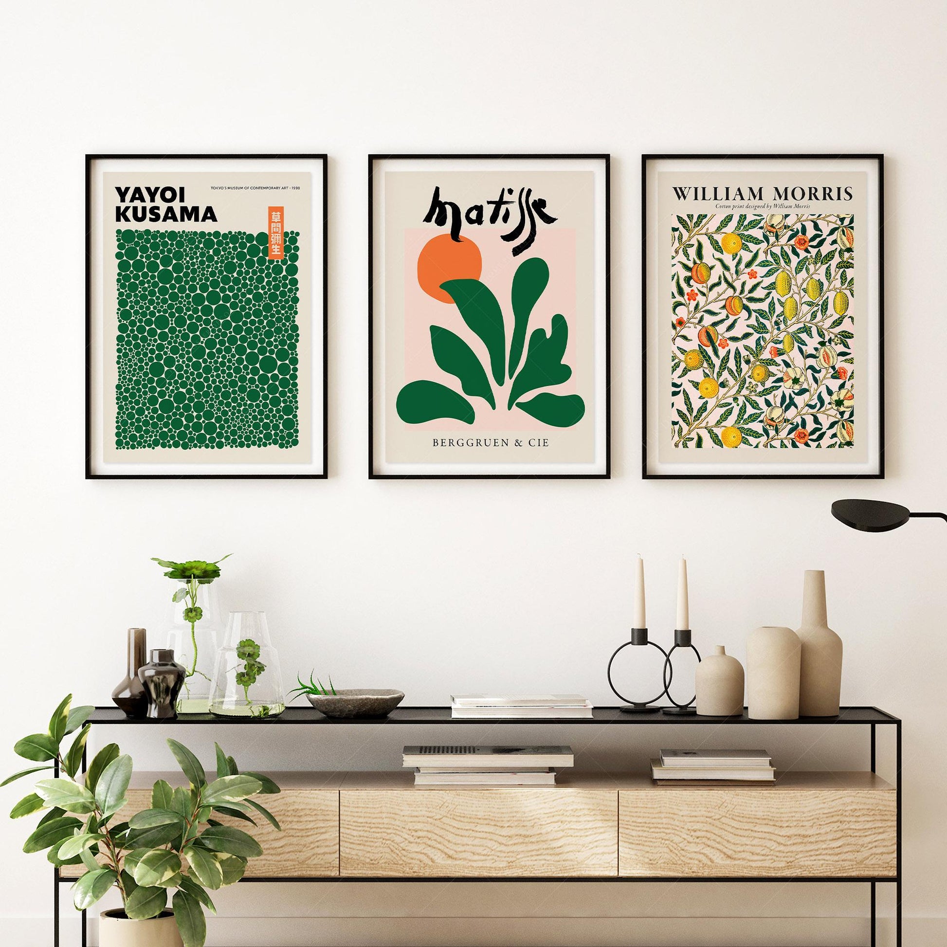 William Morris Matisse Kusama Gallery Wall Set – Green – gallery wall art poster
