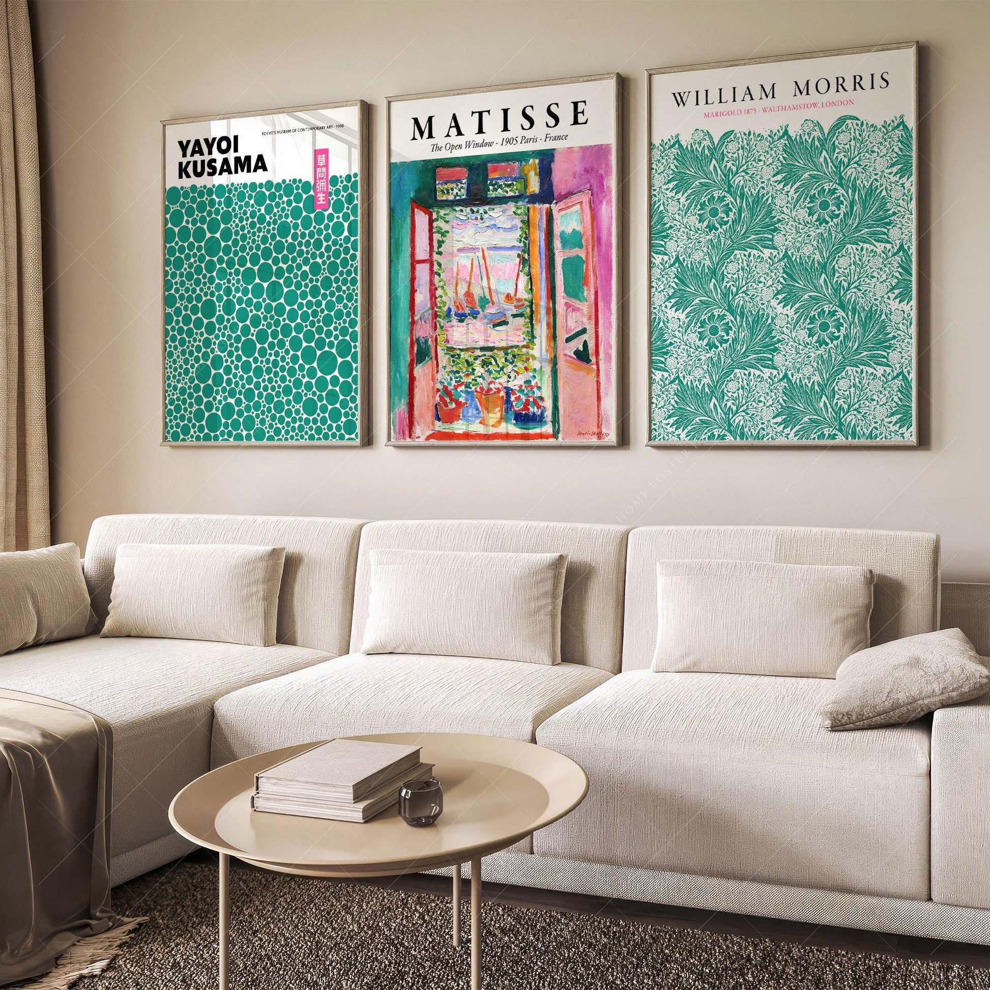 Modern Gallery Wall Set of 3 – Matisse Kusama Morris – museum quality art print