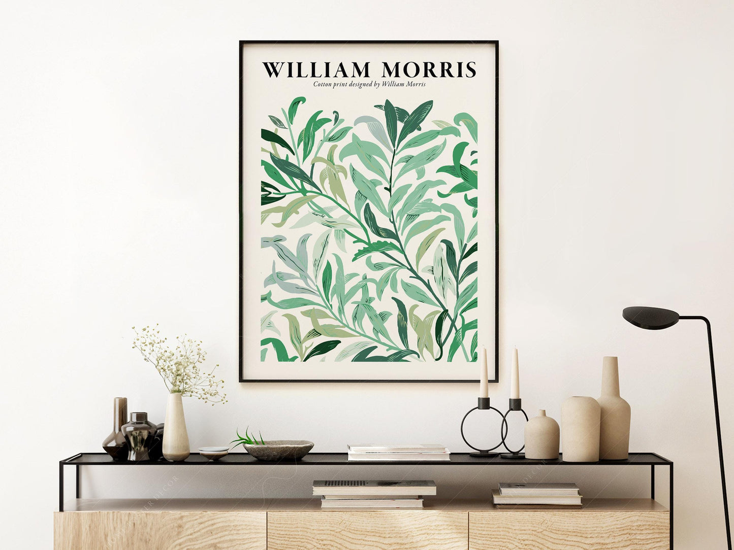 William Morris Green Leaves Cotton Print – Botanical – archival paper art print