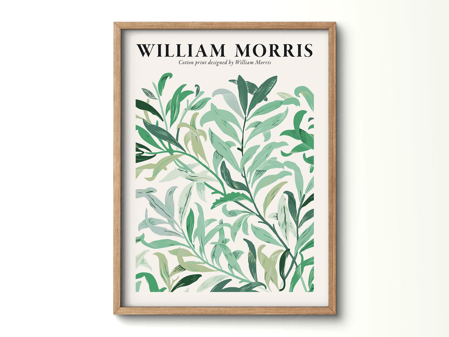 William Morris Green Leaves Cotton Print – Botanical – gallery wall art poster